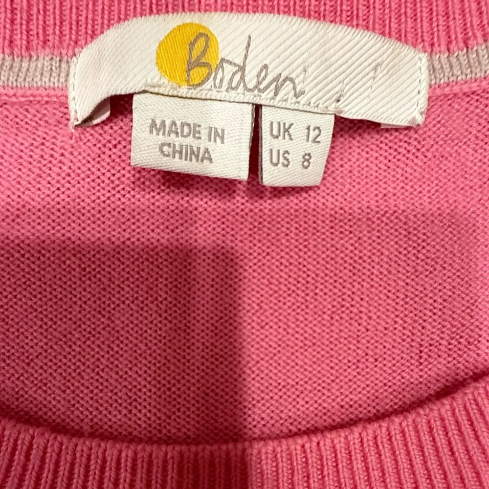 Boden Pink Wool Crew Neck Sweater with puff shoulders - Picture 2 of 5